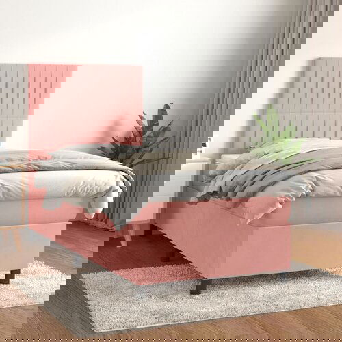 The Living Store Box spring postelja z vzmetnico roza 80x200 cm žamet - Box Spring Postelja, (21437824) Slike