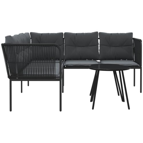  Set vrtnih sofa s jastucima crni od čelika i tekstilena Slike