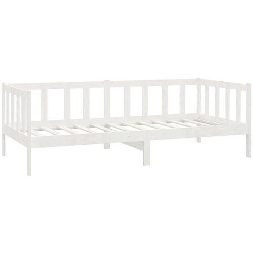  Dnevni ležaj s madracem 90 x 200 cm bijeli od masivne borovine Slike