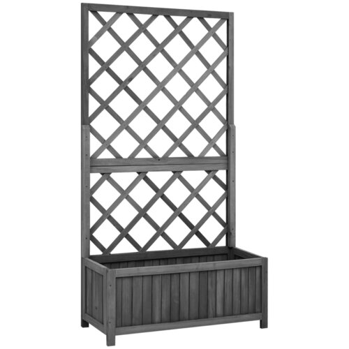 vidaXL Vrtno cvetlično korito z mrežo črno 70x30x135 cm les jelke Cene