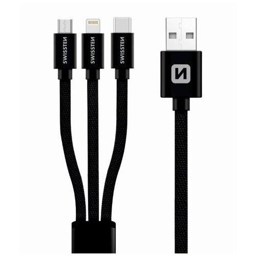 Swissten kabel 3u1 microUSB/USB-C/LIGHTNING (MFi), platneni, licencirani Cijene