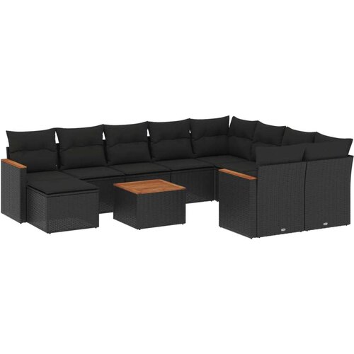 vidaXL 11-dijelni set vrtnih sofa od poliratana s jastucima crni Cijene