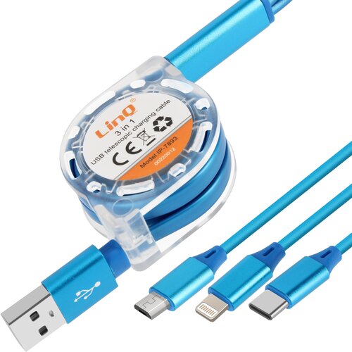 LINQ Univerzalni izvlečni USB kabel 1m, Modra, (5000220171) Cene