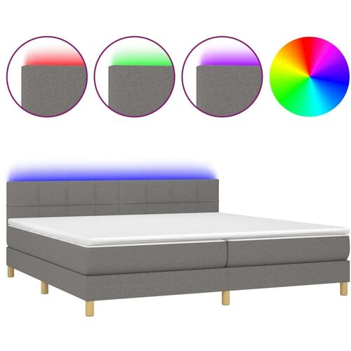  Box spring s madracem LED tamnosivi 200x200 cm tkanina Slike