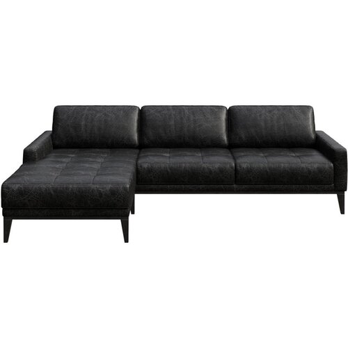 MESONICA črna usnjena kotna sedežna garnitura Musso Tufted, levi kot Slike