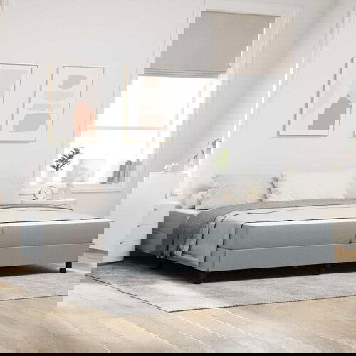 vidaXL Postelja z vzmetnico Drugo Svetlo siva 200 x 200 cm blago Cene