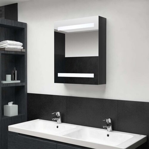vidaXL LED kopalni&scaron;ka omarica z ogledalom sijoče črna 50x14x60 cm Cene