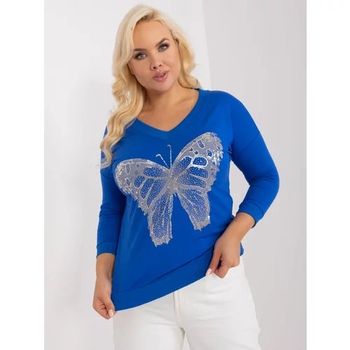 Fashion Hunters Cobalt blouse of larger size with print