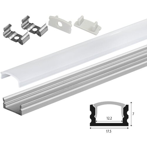  Set aluminijumski profil za LED trake 2m 17.5x7 mm Slike