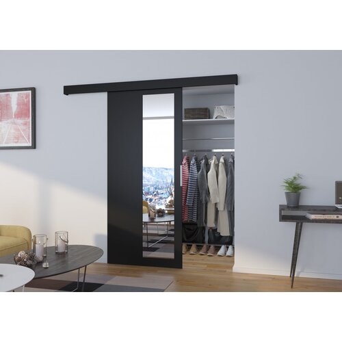 ADRK Drsna stenska vrata z ogledalom MALTA 106 cm - ČRNA Cene