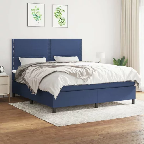  Box spring postelja z vzmetnico modra 160x200 cm blago, (20894001)