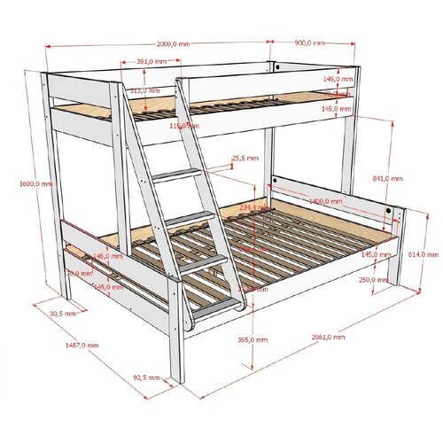 Vipack Bijeli dječji krevet na kat s podnicom 140x200/90x200 cm Primo &amp;ndash; Slike