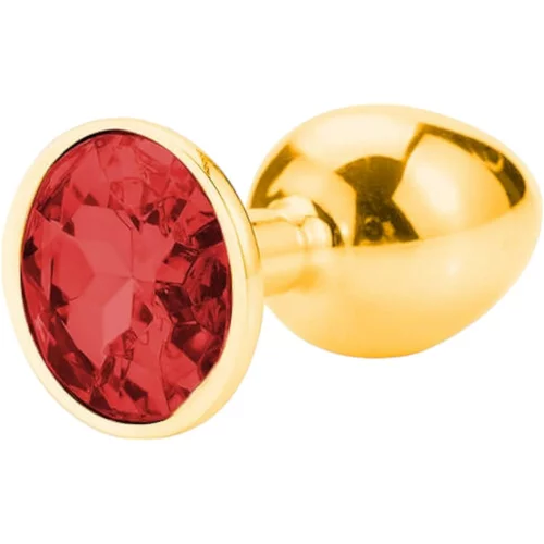 Sunfo - metalni analni dildo s kamenom (zlatno-crveni)