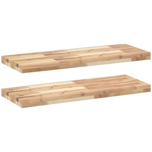 VidaXL Plutajuće police 2 kom 80x30x4 cm Neobrađeno puno drvo akacije - Prirodna 80 x 30 x 4 cm 2 1 Slike