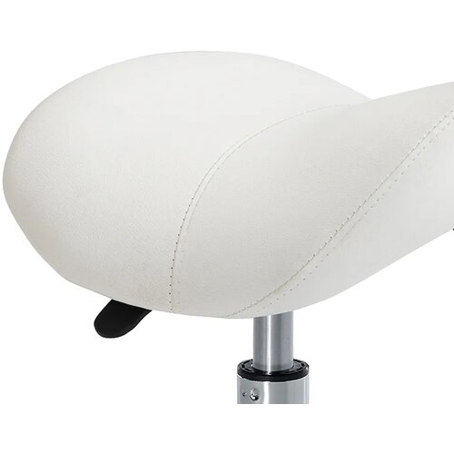  Stolica s kotačićima podesiva po visini 49-61 cm radna stolica za ured salon i masažu krem bijela Slike