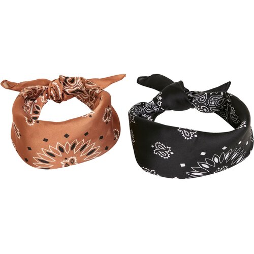 Urban Classics Accessoires Satin Scarf 2-Pack Black + Cognac Slike