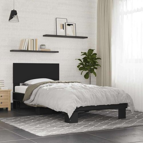 vidaXL Okvir za krevet crni 75 x 190 cm od konstruiranog drvo i metal Cene