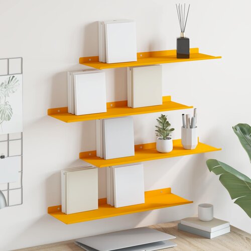  Lebdeća polica Zidne 4 pcs Žuta 60 x 18 x 2,5 cm Čelik Cijene