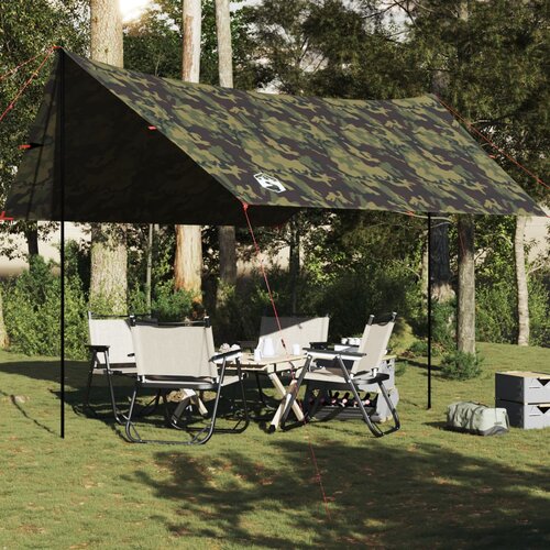 VidaXL Cerada za kampiranje maskirna 438x376x212 cm vodootporna Slike