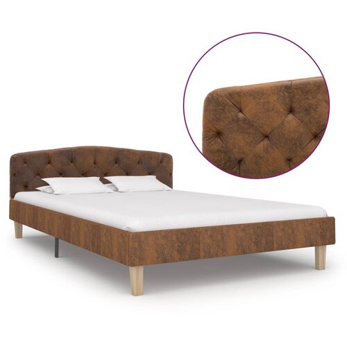  Posteljni okvir rjav iz umetnega semi&amp;scaron; usnja 120x200 cm Slike