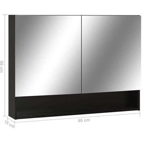 VidaXL lED kupaonski ormarić s ogledalom crni 80 x 15 x 60 cm MDF Slike