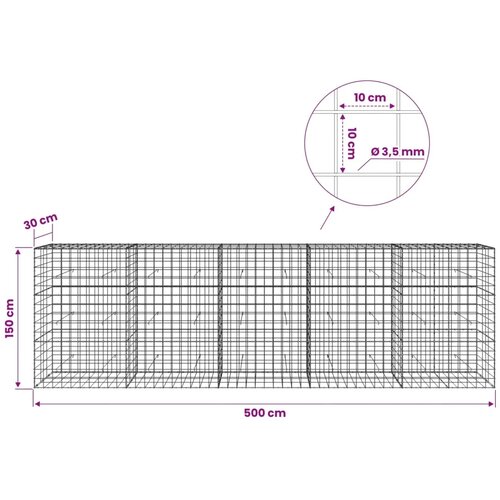  Gabion s žicom debljine 3 5 mm i mrežom 10x10 cm 500x30x150 cm - 30 cm 150 cm 500 cm Slike