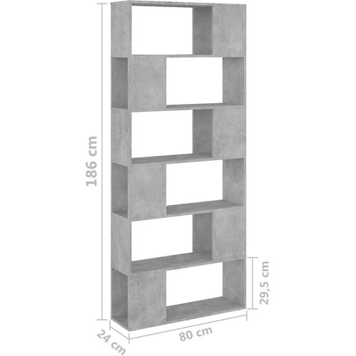 VidaXL Knjižna omara za razdelitev prostora betonsko siva 80x24x186 cm Slike