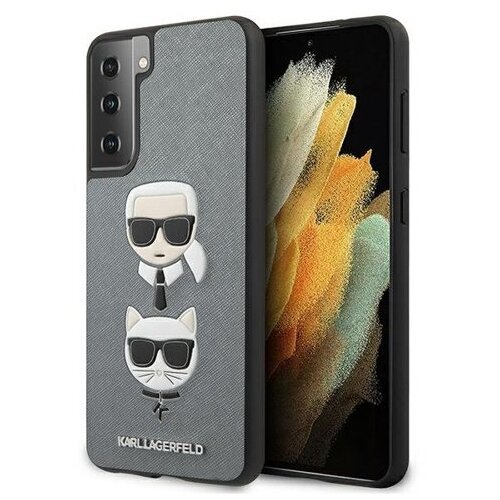 Karl Lagerfeld originalen ovitek KLHCS21SSLFKPI za samsung galaxy S21 G991 siva za&amp;scaron;čita - heads Slike
