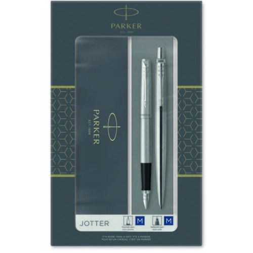 Parker poklon SET Jotter Stainless Steel - Hemijska olovka + Nalivpero Slike