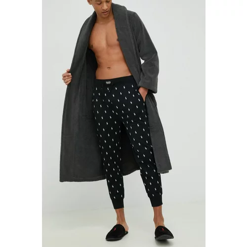 Polo Ralph Lauren Pamučni donji dio pidžame boja: crna, s uzorkom