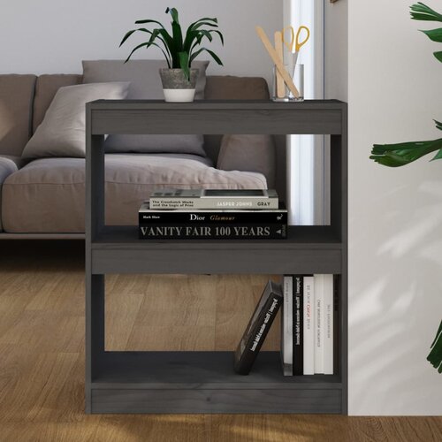 VidaXL knjižna omara / pregrada siva 60x30x71,5 cm trdna borovina Slike