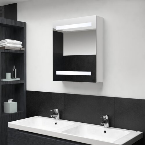  LED kupaonski ormarić s ogledalom sjajni bijeli 50 x 14 x 60 cm Cene