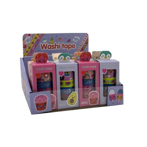  Set washi ukrasnih selotejpa (sadrži 4x1.3cm*2m, 1x3cm*2m) yn ( 77058 ) Slike