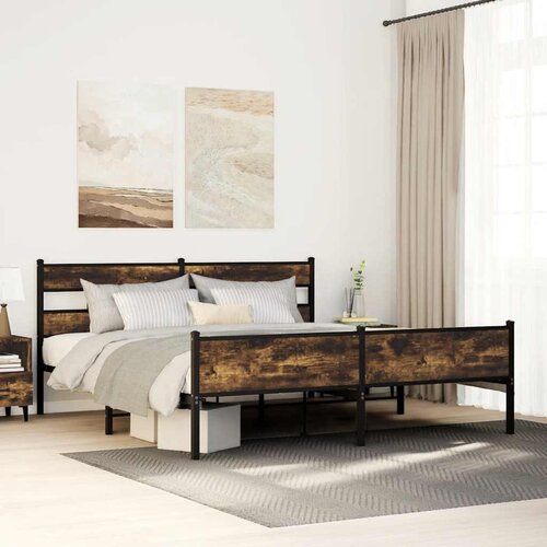  Metalni okvir kreveta bez madraca boja hrasta 183x213 cm Slike