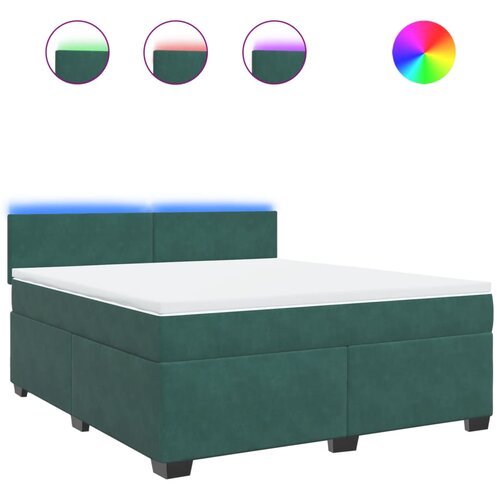 vidaXL Box spring postelja z vzmetnico temno zelena 180x200 cm žamet, (21305519) Cene