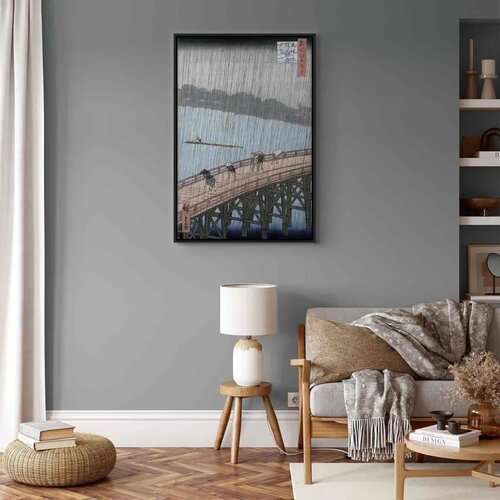  Slika - Utagawa Hiroshige &amp;ndash; Sudden Shower over Shin-Ohashi Bridge and Atake 40x60 U crnom drvenom okviru Slike