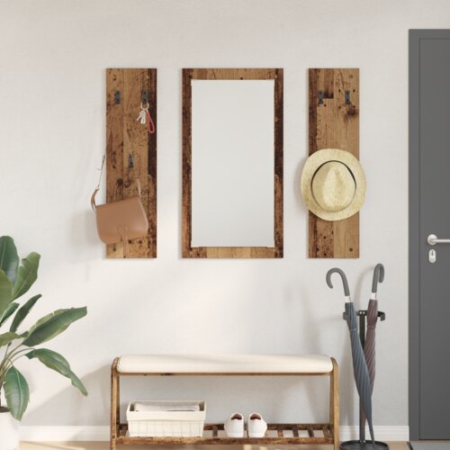 VidaXL Nadwyčajna obe&amp;scaron;alnik za pla&amp;scaron;če Stari les 96 x 1.5 x 90 cm Slike