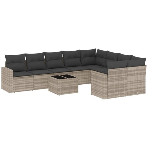 Maison Chic Seti vrtnega pohištva - Vrtna garnitura - Vrtni pohištvo set 10-delna z blazinami sv. siv poli ratan, (21812503) Cene