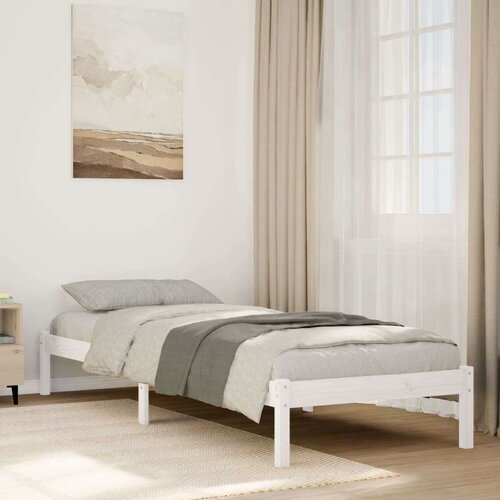 VidaXL Okvir kreveta bez madraca bijeli 90 x 220 cm masivna borovina Slike