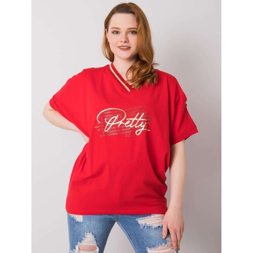 Fashion Hunters Red plus size blouse with cutouts on the sleeves Slike