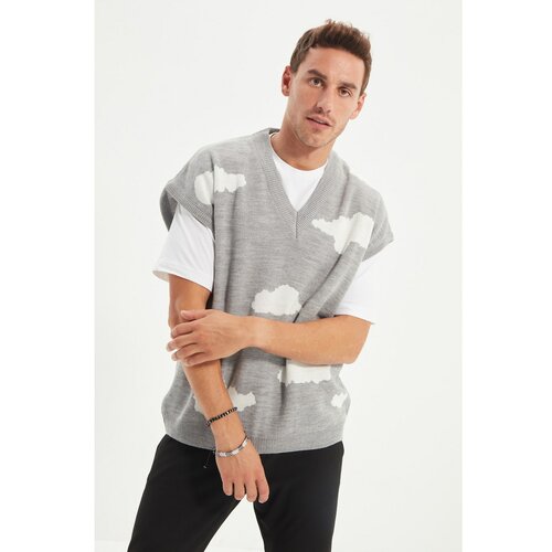 Trendyol Gray Men's Oversize Cloudy Sweater Slike