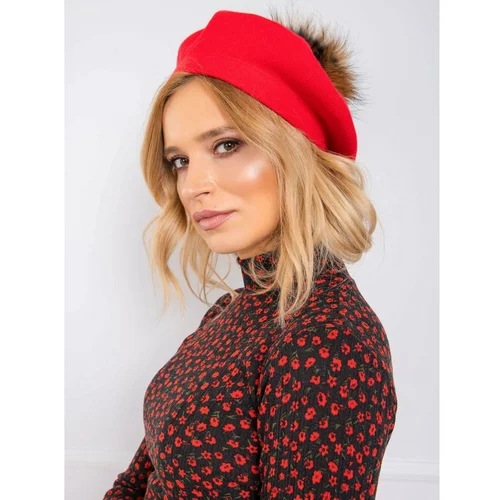 Fashion Hunters Red beret with pompoms