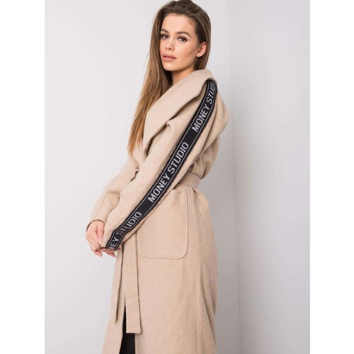 Fashion Hunters Ladies&amp;#039; beige coat with a belt Slike