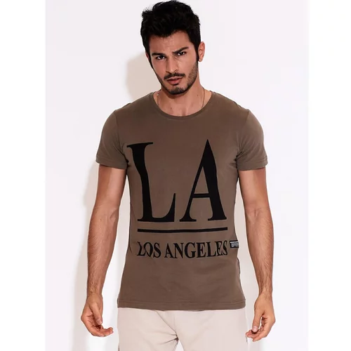 Fashionhunters Men's T-shirt LOS ANGELES olive