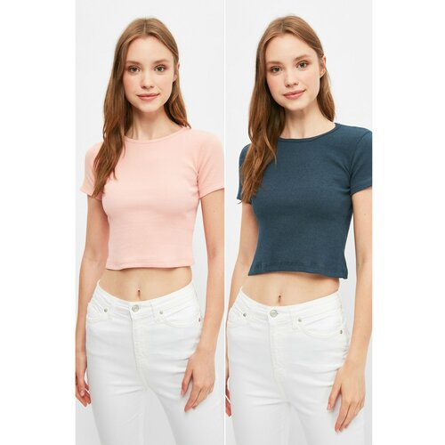 Trendyol Indigo-Pink pletena bluza u 2 pakiranja Plava | bijela Slike