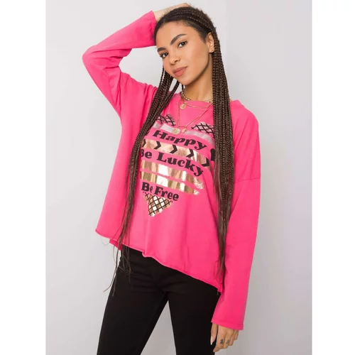 Fashion Hunters Pink cotton blouse with a print