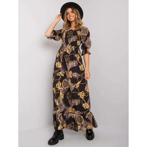 Fashionhunters Black and yellow maxi dress from Seanna