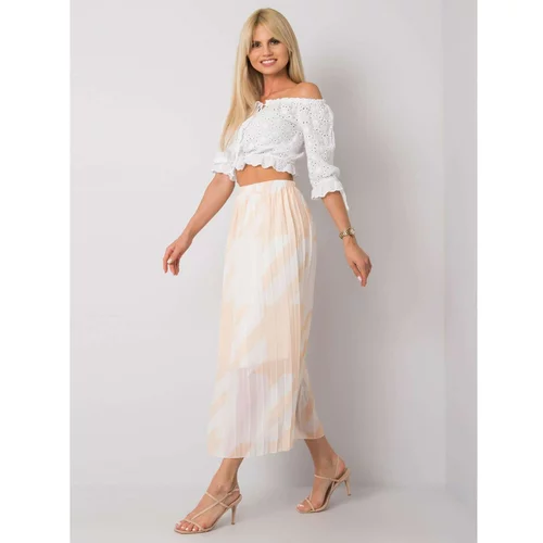 Fashion Hunters Beige pleated skirt with patterns