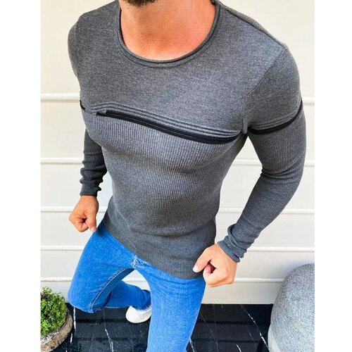 DStreet Muški džemper s navlakom antracit WX1624 siva | svetloplava Slike