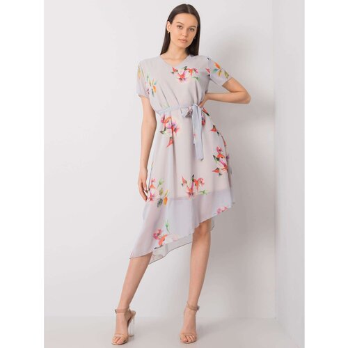 Fashion Hunters Women's gray floral dress Slike